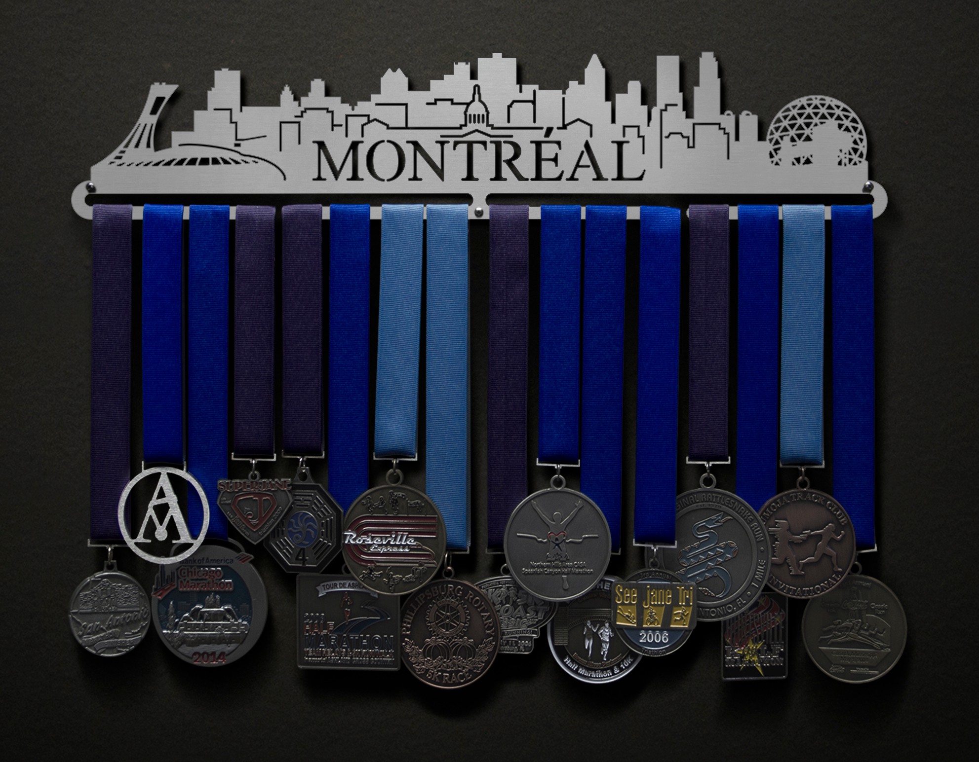 Montreal Cityscape Sport And Running Medal Displays The Original