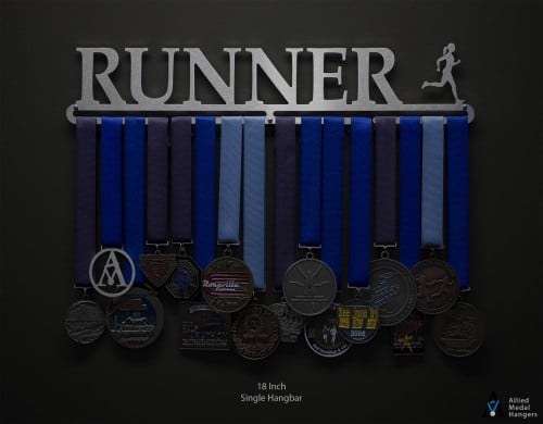 Medal Hanger Display 'I 'Heart' Running' Stainless Steel 2.0